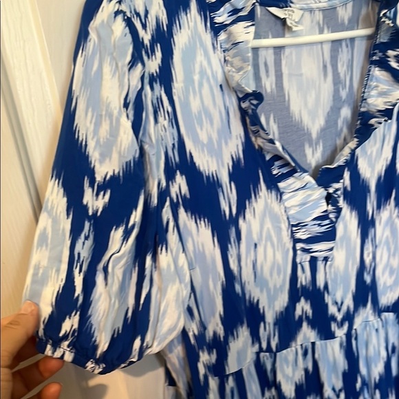 crown & Ivy Blue Patterned Women's Dress xl - Picture 4 of 7